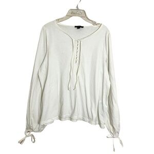 J. Crew Cream Boho Cotton Popover Top Tie Details Size Medium Neutral Staple
